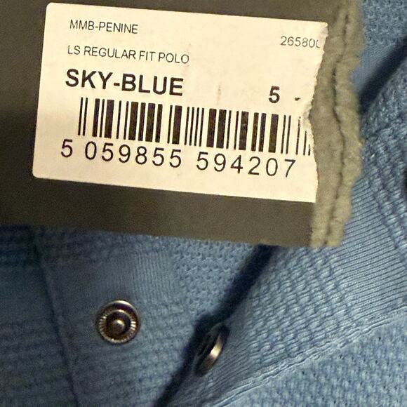 Ted Baker London Men's Sky Blue Long Sleeve Striped Polo Shirt - Size 5 - Picture 4 of 6